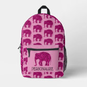 Sparkly heet roze Olifant Custom naam Bedrukte Rugzak (Voorkant)