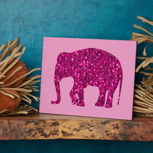 Sparkly heet roze Olifant faux fonkelt op roze Fotoplaat (Zijkant)