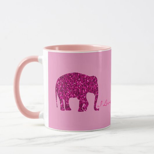 Sparkly heet roze Olifant faux fonkelt op roze Mok (Links)