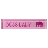 Sparkly heet roze Olifant faux sparkle Boss Lady Naambordje (Voorkant)