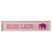 Sparkly heet roze Olifant faux sparkle Boss Lady Naambordje (Voorkant)