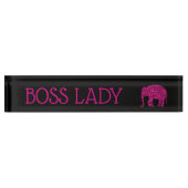 Sparkly heet roze Olifant faux sparkle Boss Lady Naambordje (Voorkant)