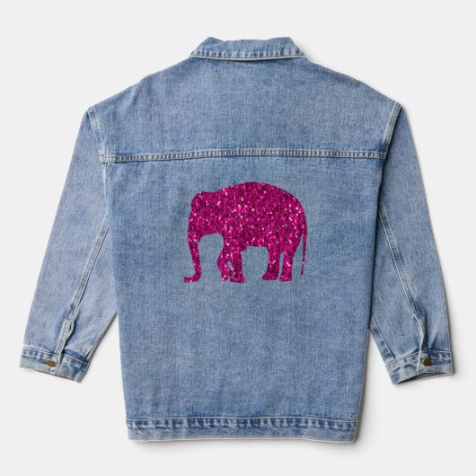 Sparkly heet roze Olifant faux sparkle Denim Jacket (Achterkant)