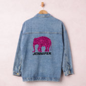 Sparkly heet roze Olifant faux sparkle Jouw naam Denim Jacket (Hangar)