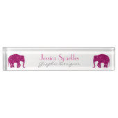 Sparkly heet roze Olifant faux sparkles Jouw naam Naambordje (Voorkant)