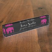 Sparkly heet roze Olifant faux sparkles Jouw naam Naambordje (Zijkant)