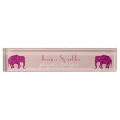 Sparkly heet roze Olifant faux sparkles Jouw naam Naambordje (Voorkant)