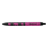Sparkly heet roze Olifant faux sparkles Jouw naam Zwarte Inkt Pen (Voorkant)