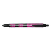 Sparkly heet roze Olifant faux sparkles Jouw naam Zwarte Inkt Pen (Achterkant)