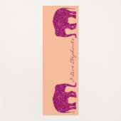 Sparkly heet roze Olifant faux sparkles Jouw tekst Yogamat (Voorkant)