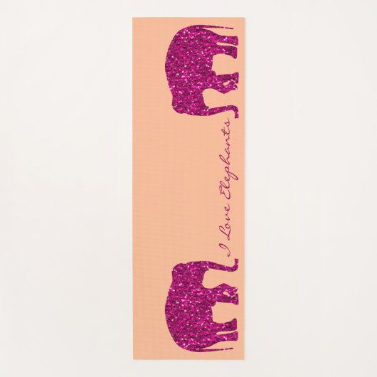 Sparkly heet roze Olifant faux sparkles Jouw tekst Yogamat (Voorkant)