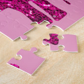 Sparkly heet roze Olifant faux sparkles Legpuzzel (Zijkant)