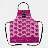 Sparkly heet roze Olifant faux sparkles Monogram Schort (Voorkant)