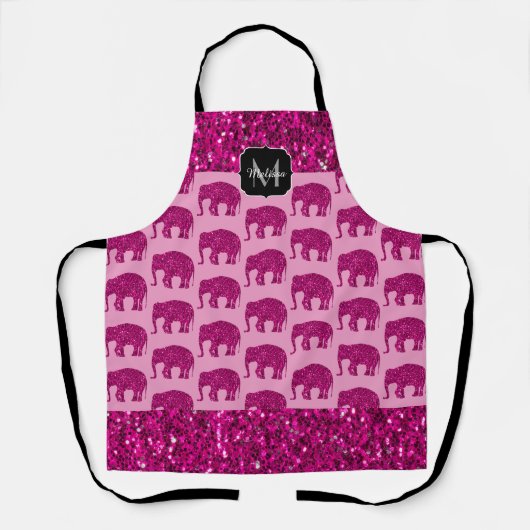 Sparkly heet roze Olifant faux sparkles Monogram Schort (Voorkant)