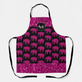 Sparkly heet roze Olifant faux sparkles Monogram Schort (Voorkant)