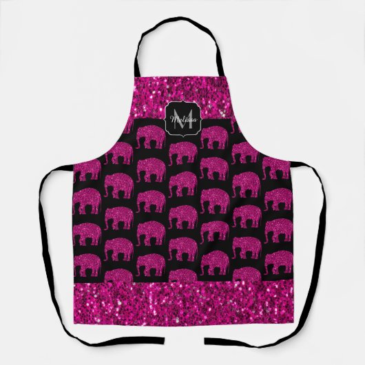 Sparkly heet roze Olifant faux sparkles Monogram Schort (Voorkant)