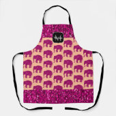 Sparkly heet roze Olifant faux sparkles Monogram Schort (Voorkant)