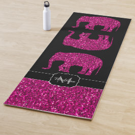 Sparkly heet roze Olifant faux sparkles Monogram Yogamat