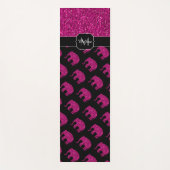 Sparkly heet roze Olifant faux sparkles Monogram Yogamat (Voorkant)