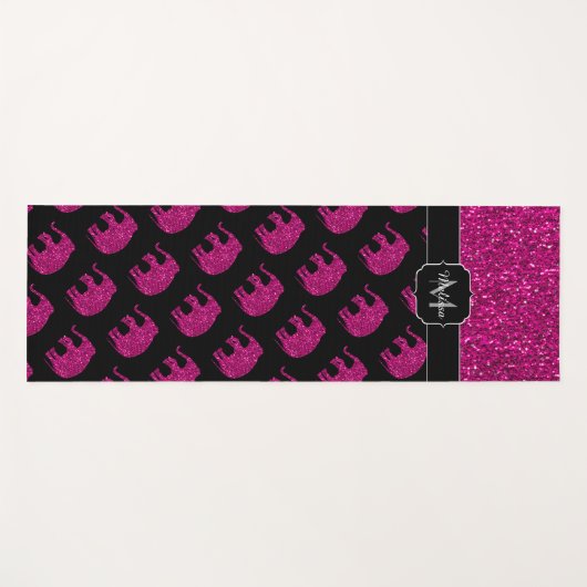 Sparkly heet roze Olifant faux sparkles Monogram Yogamat (Voorkant (horizontaal))