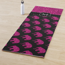 Sparkly heet roze Olifant faux sparkles Monogram Yogamat