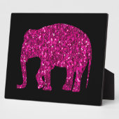 Sparkly heet roze Olifant faux sparkles op zwart Fotoplaat (Zijkant)