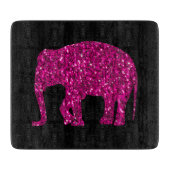 Sparkly heet roze Olifant faux sparkles op zwart Snijplank (Voorkant)