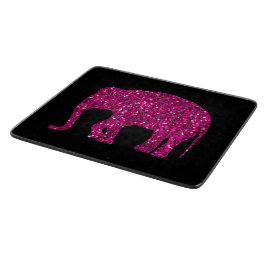 Sparkly heet roze Olifant faux sparkles op zwart Snijplank