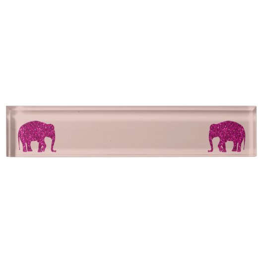 Sparkly heet roze Olifant faux sparkles roos roze Naambordje (Voorkant)
