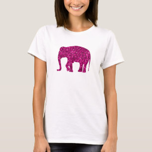 Sparkly heet roze Olifant faux sparkles T-shirt