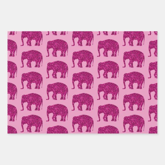 Sparkly heet roze Olifant fonkelt patroon Inpakpapier Vel (Voorkant)