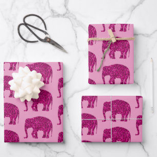 Sparkly heet roze Olifant fonkelt patroon Inpakpapier Vel