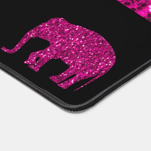 Sparkly heet roze Olifant sparkles Aangepaste naam Bureaumat (Hoek)