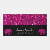 Sparkly heet roze Olifant sparkles Aangepaste naam Bureaumat (Voorkant)