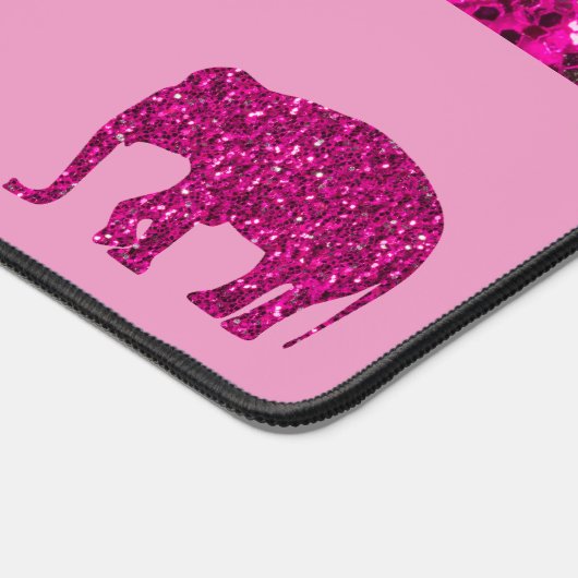 Sparkly heet roze Olifant sparkles Aangepaste naam Bureaumat (Hoek)