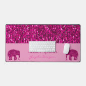 Sparkly heet roze Olifant sparkles Aangepaste naam Bureaumat (Keyboard & Muis)