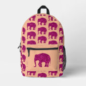 Sparkly heet roze Olifant sparkles patroon perzik Bedrukte Rugzak (Voorkant)