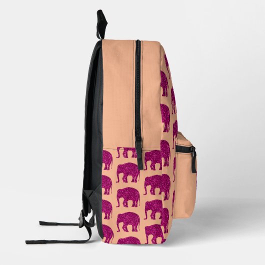 Sparkly heet roze Olifant sparkles patroon perzik Bedrukte Rugzak (Links)
