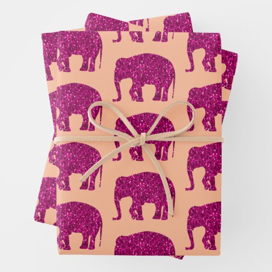 Sparkly heet roze Olifant sparkles patroon perzik Inpakpapier Vel (In situ)