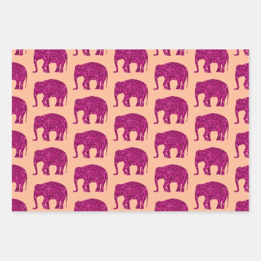Sparkly heet roze Olifant sparkles patroon perzik Inpakpapier Vel (Voorkant)