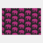 Sparkly heet roze Olifant sparkles patroon zwart Inpakpapier Vel (Voorkant 2)