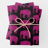 Sparkly heet roze Olifant sparkles patroon zwart Inpakpapier Vel (In situ)