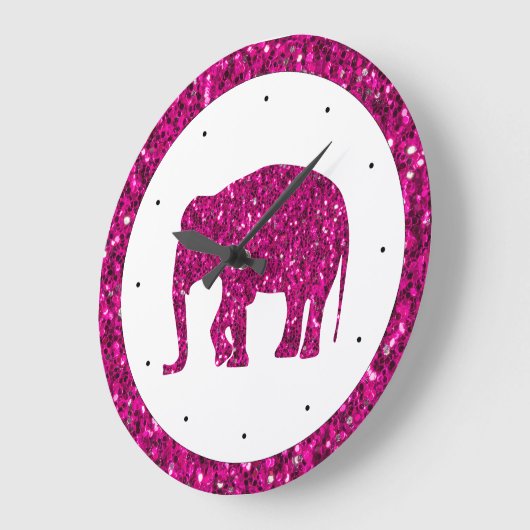 Sparkly hete roze Olifant faux schittert met wit Grote Klok (Hoek)