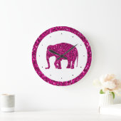 Sparkly hete roze Olifant faux schittert met wit Grote Klok (Huis)