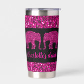 Sparkly hete roze Olifant sparkle Aangepaste naam Geïsoleerde Drinkbeker (Links)