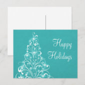 Sparkly Holiday Tree Briefkaart, Blauwgroen Feestdagenkaart (Voorkant / Achterkant)