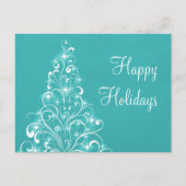 Sparkly Holiday Tree Briefkaart, Blauwgroen Feestdagenkaart (Voorkant)