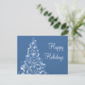 Sparkly Holiday Tree Briefkaart, Royal Blue Feestdagenkaart (Staand voorkant)