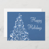 Sparkly Holiday Tree Briefkaart, Royal Blue Feestdagenkaart (Voorkant / Achterkant)