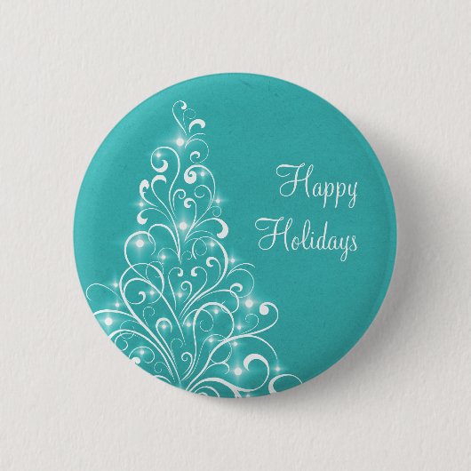 Sparkly Holiday Tree Button, Aqua Ronde Button 5,7 Cm (Voorkant)